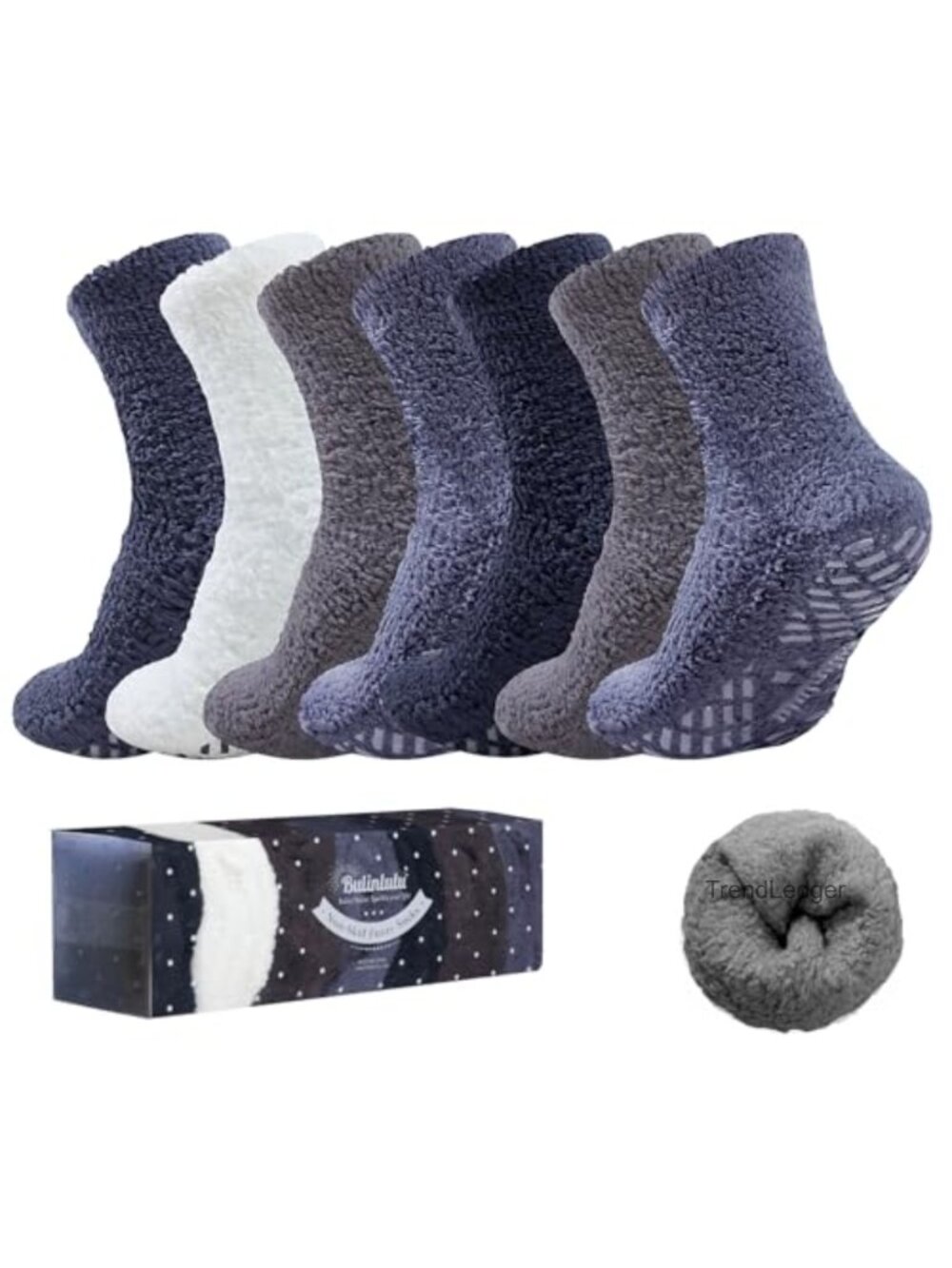Fuzzy Socks with Grips Plush Cozy Winter Soft Fluffy Slipper Socks